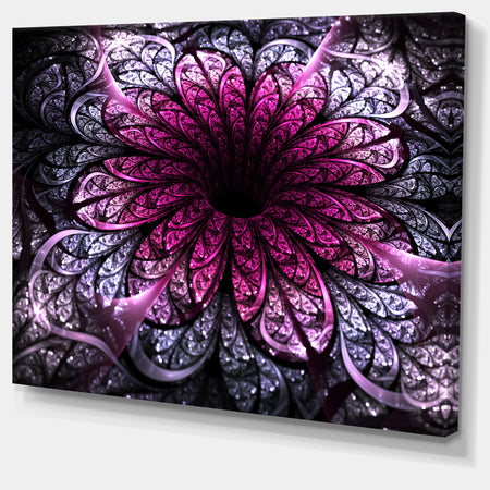 Dark Purple Fractal Flower Digital Art - Large Floral Canvas Art Print
