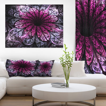 Dark Purple Fractal Flower Digital Art - Large Floral Canvas Art Print