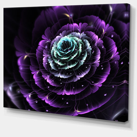 Purple Blue Fractal Flower Digital Art - Large Floral Canvas Art Print