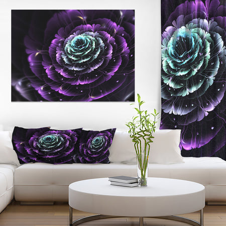 Purple Blue Fractal Flower Digital Art - Large Floral Canvas Art Print