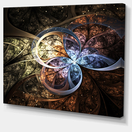 Dark Brown Fractal Flower Digital Art - Large Floral Canvas Art Print