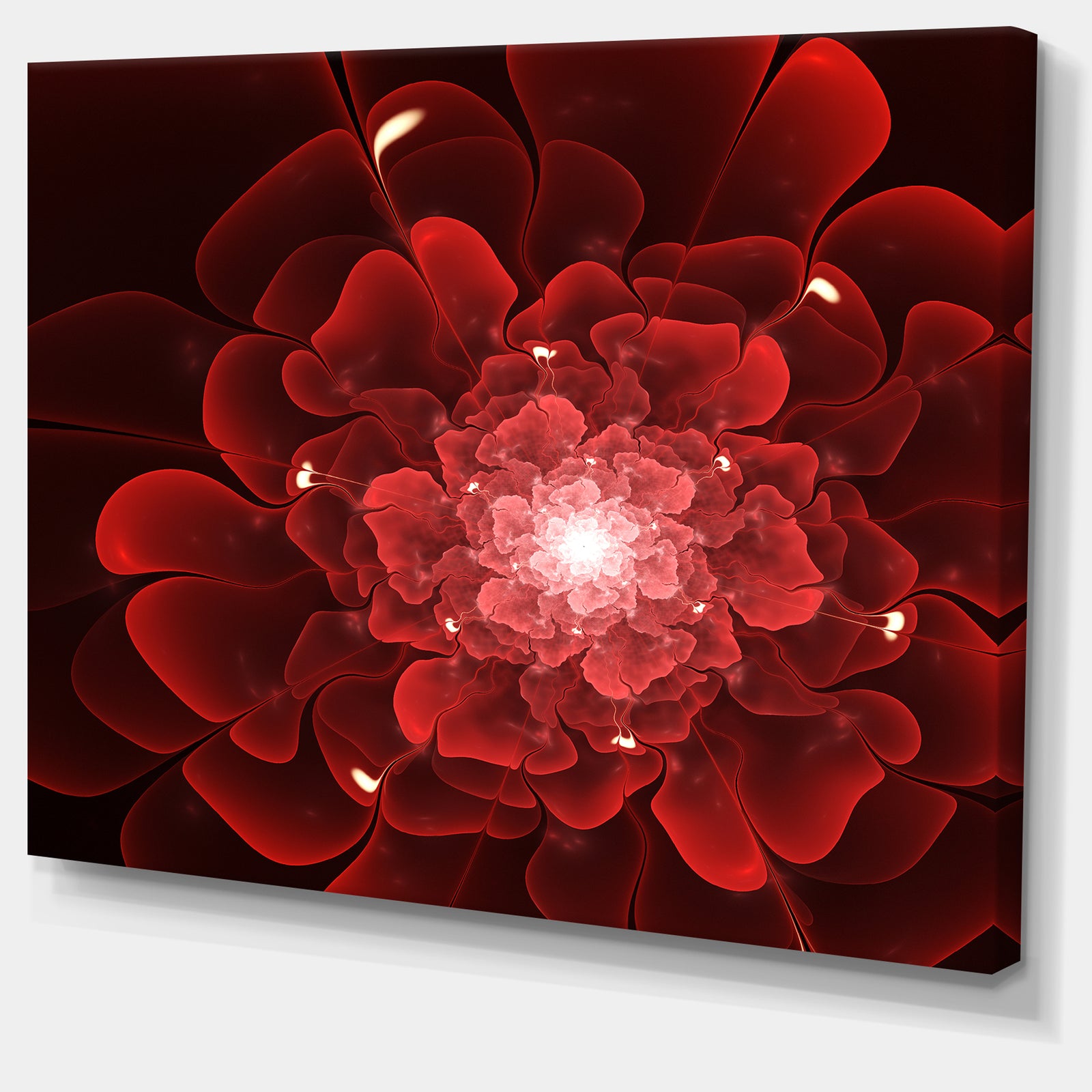Fractal Flower Clear Red Digital Art - Large Floral Canvas Art Print