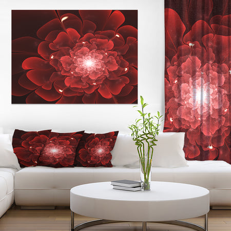 Fractal Flower Clear Red Digital Art - Large Floral Canvas Art Print