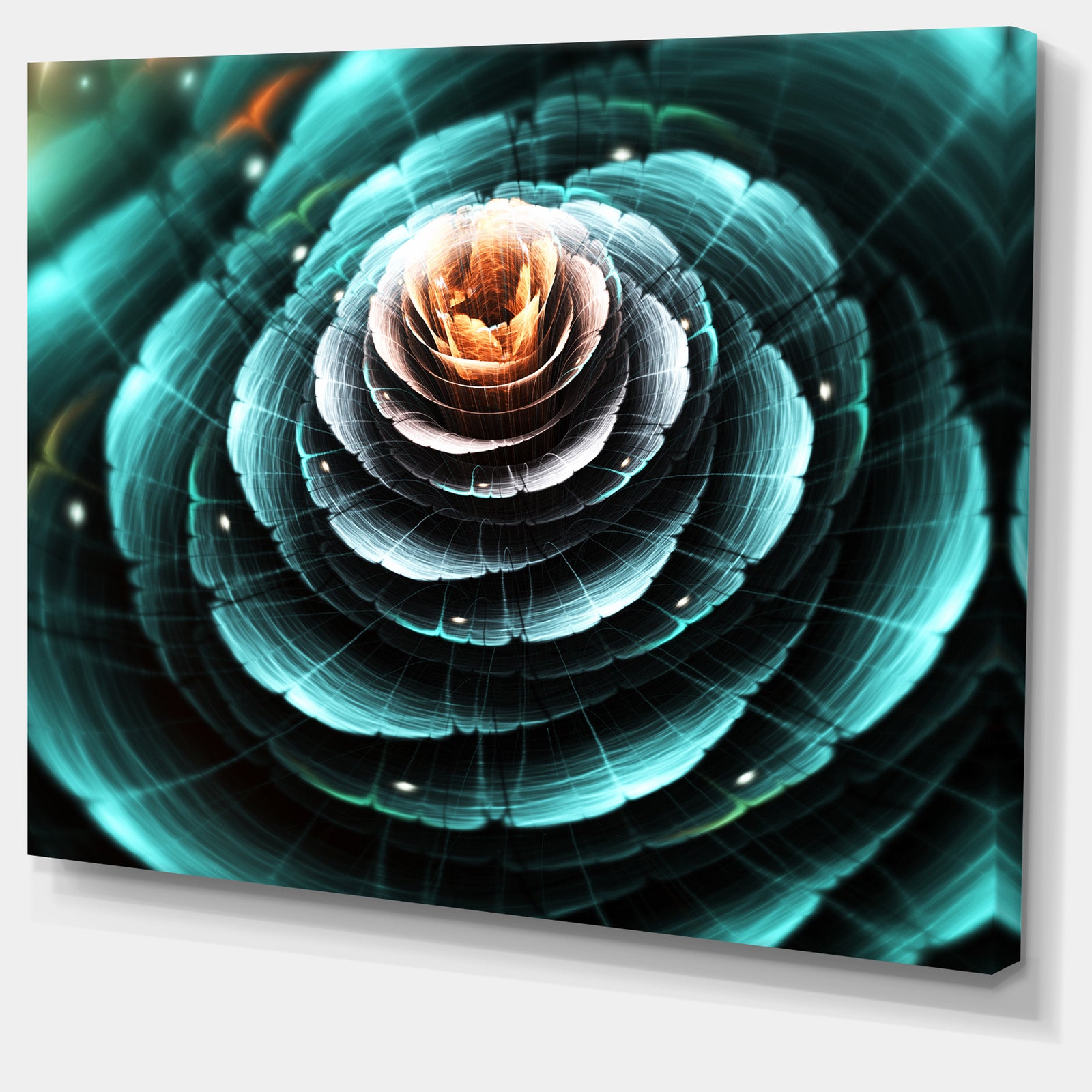 Flower Clear Turquoise Digital Art - Large Floral Canvas Art Print