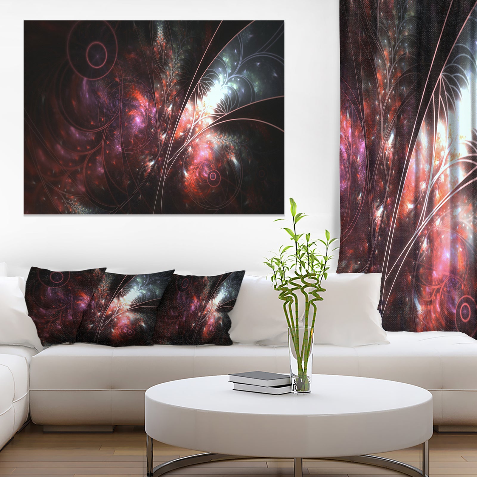 Dark Alien Digital Art Fractal Flower - Large Floral Canvas Art Print