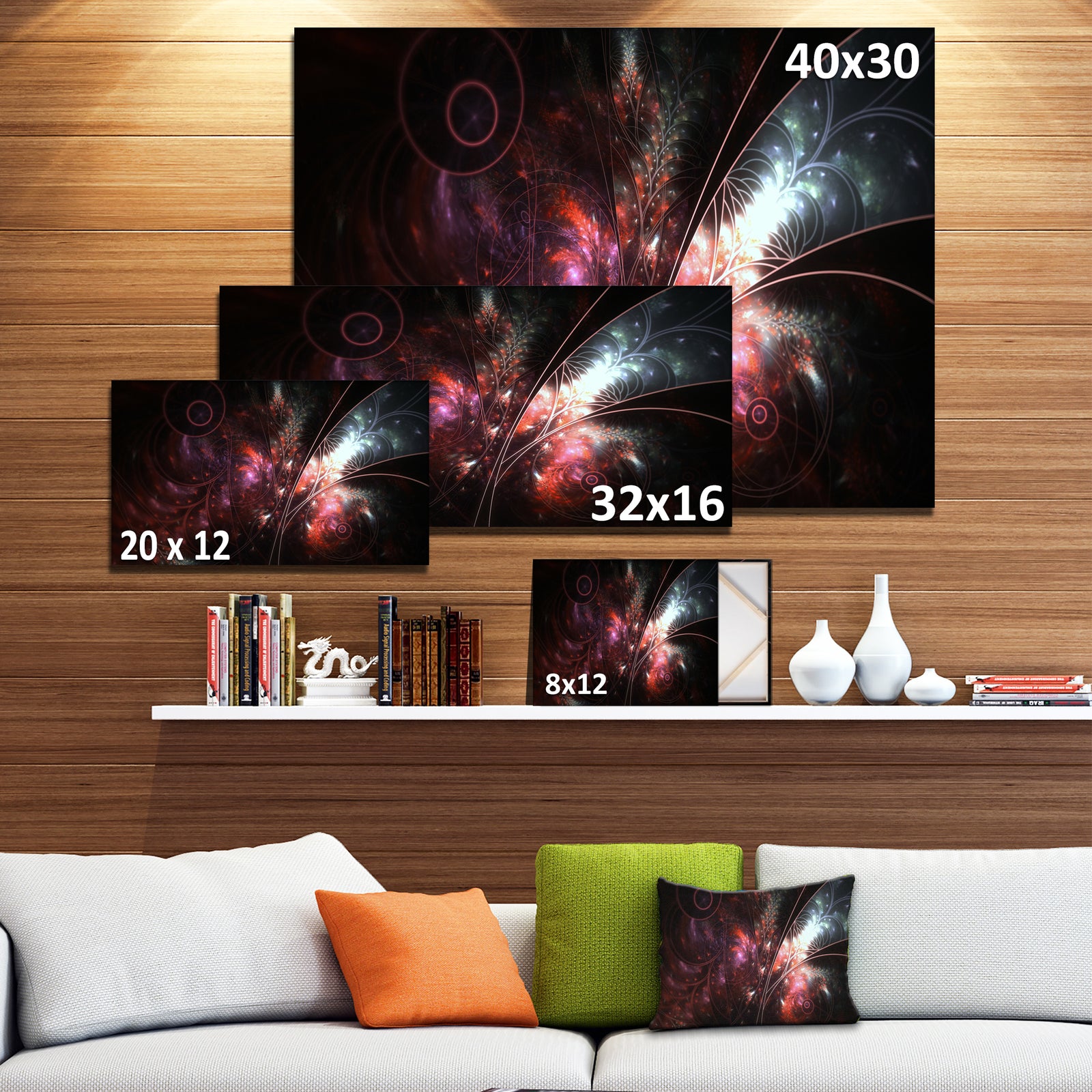 Dark Alien Digital Art Fractal Flower - Large Floral Canvas Art Print