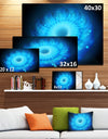 Glowing Blue Fractal Flower on Black - Large Floral Canvas Art Print