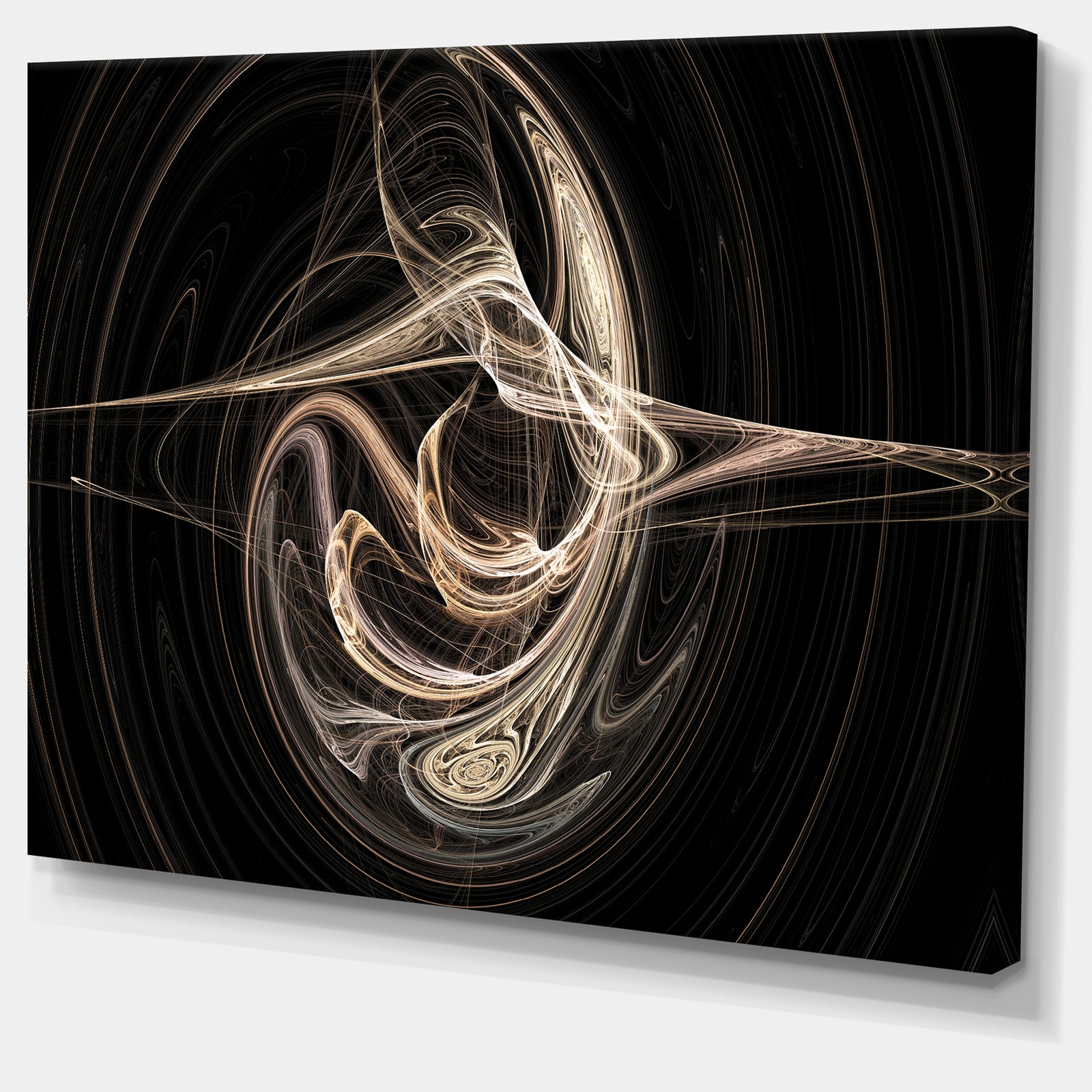 White Abstract Fractal Design in Black - Abstract Art on Canvas