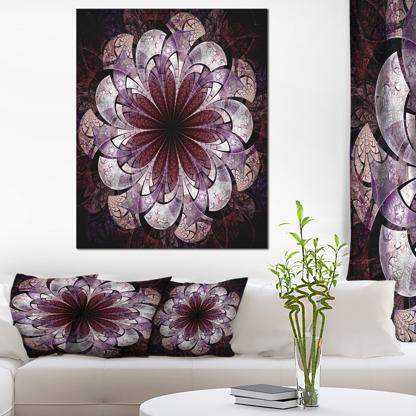Soft Pink Digital Art Fractal Flower - Large Floral Canvas Art Print