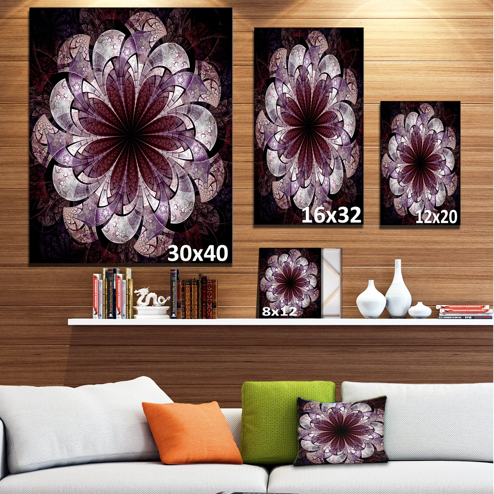 Soft Pink Digital Art Fractal Flower - Large Floral Canvas Art Print