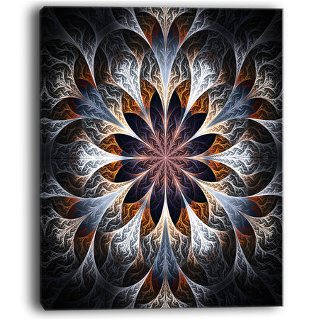 Gray Brown Digital Art Fractal Flower - Large Floral Canvas Art Print