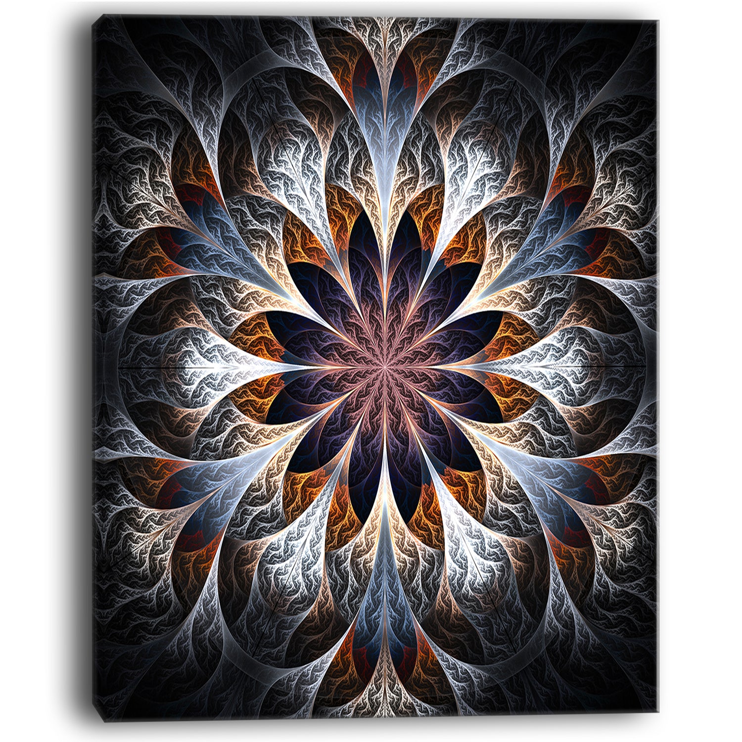 Gray Brown Digital Art Fractal Flower - Large Floral Canvas Art Print