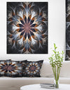 Gray Brown Digital Art Fractal Flower - Large Floral Canvas Art Print