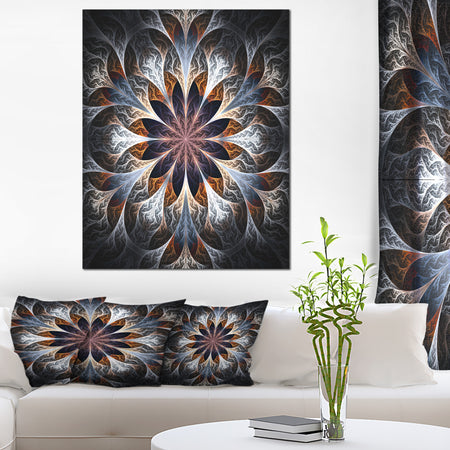Gray Brown Digital Art Fractal Flower - Large Floral Canvas Art Print