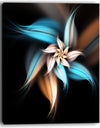 Blue Brown Digital Art Fractal Flower - Large Floral Canvas Art Print