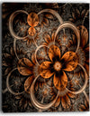 Dark Orange Digital Art Fractal Flower - Large Floral Canvas Art Print