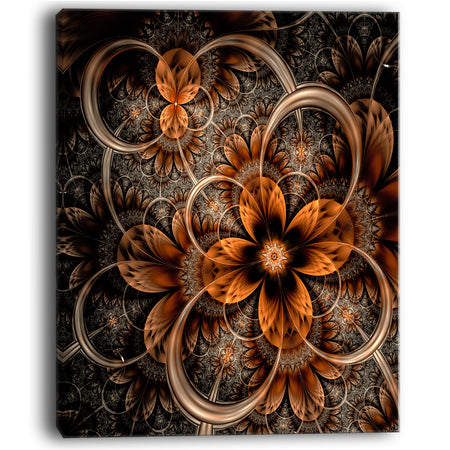 Dark Orange Digital Art Fractal Flower - Large Floral Canvas Art Print