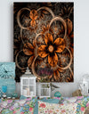 Dark Orange Digital Art Fractal Flower - Large Floral Canvas Art Print