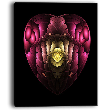 Isolated Heart Digital Art Fractal Flower - Large Floral Canvas Art Print