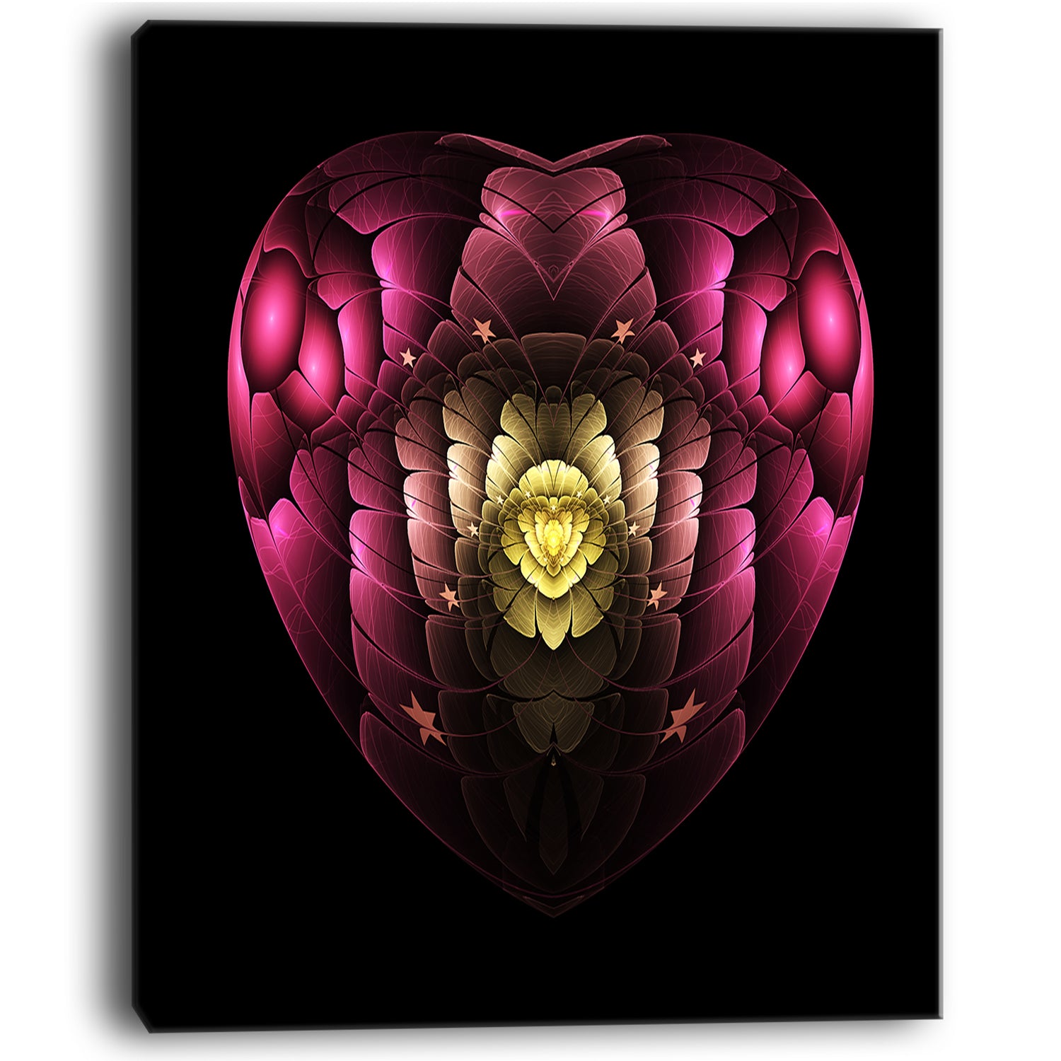 Isolated Heart Digital Art Fractal Flower - Large Floral Canvas Art Print
