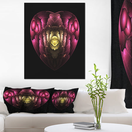 Isolated Heart Digital Art Fractal Flower - Large Floral Canvas Art Print