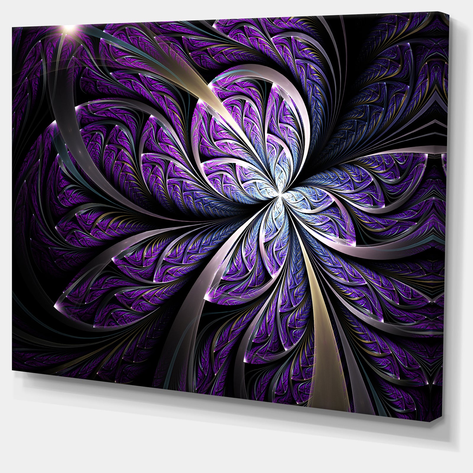 Glittering Purple Fractal Flower - Large Floral Canvas Art Print