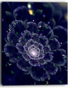 Dark Blue Fractal Flower Digital Art - Large Floral Canvas Art Print