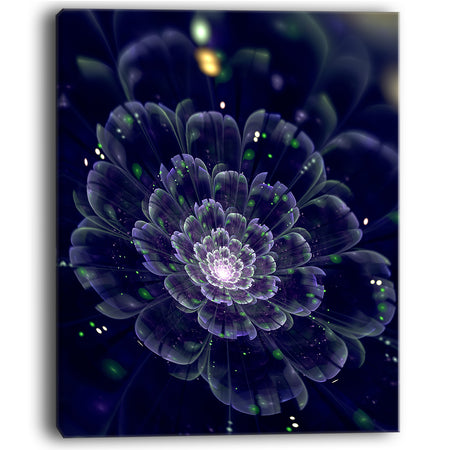 Dark Blue Fractal Flower Digital Art - Large Floral Canvas Art Print