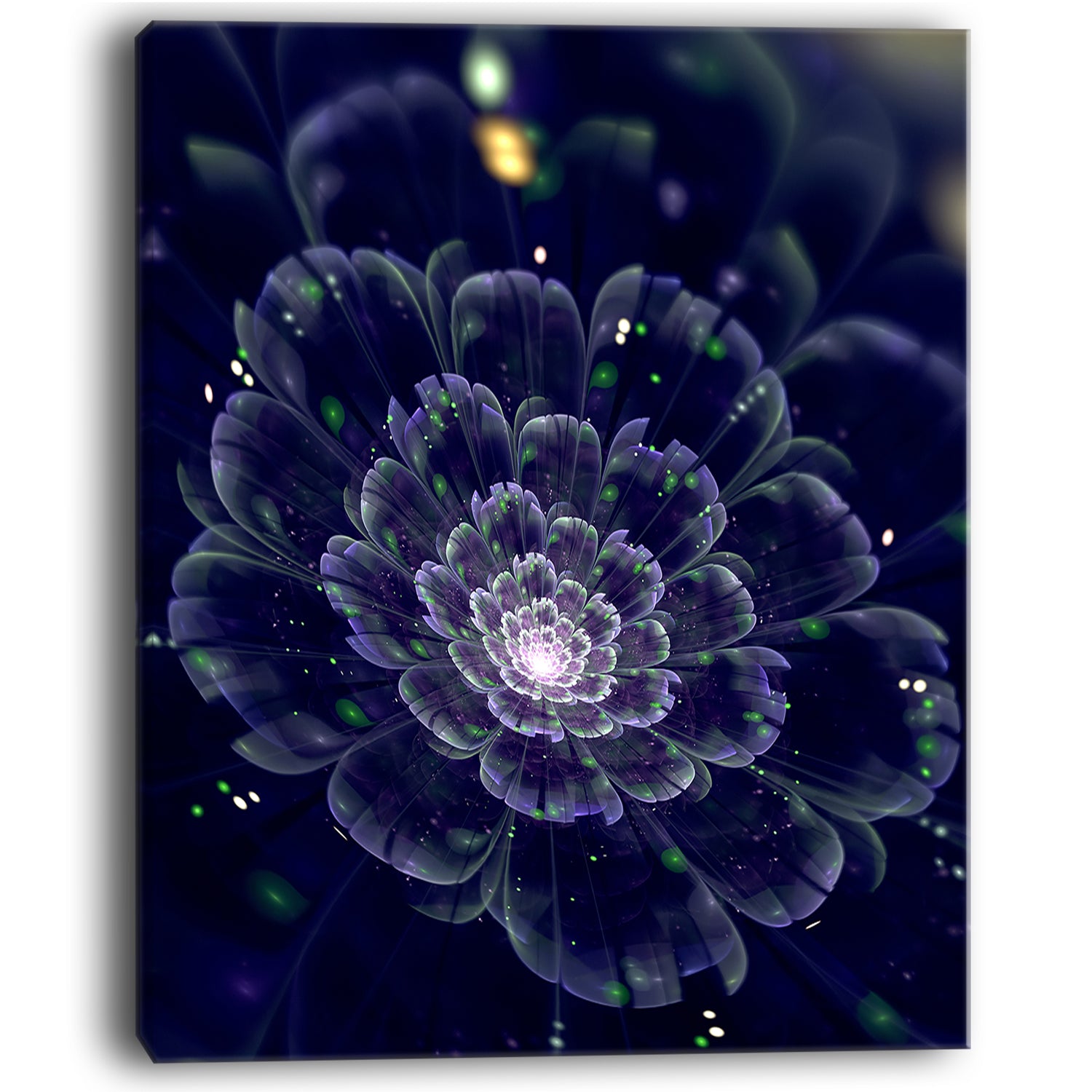 Dark Blue Fractal Flower Digital Art - Large Floral Canvas Art Print