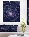 Dark Blue Fractal Flower Digital Art - Large Floral Canvas Art Print