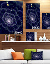 Dark Blue Fractal Flower Digital Art - Large Floral Canvas Art Print