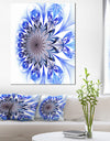 Light Blue Fractal Flower Digital Art - Large Floral Canvas Art Print