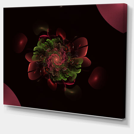 Dark Purple Rounded Fractal Flower - Large Floral Canvas Art Print