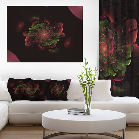 Dark Purple Rounded Fractal Flower - Large Floral Canvas Art Print