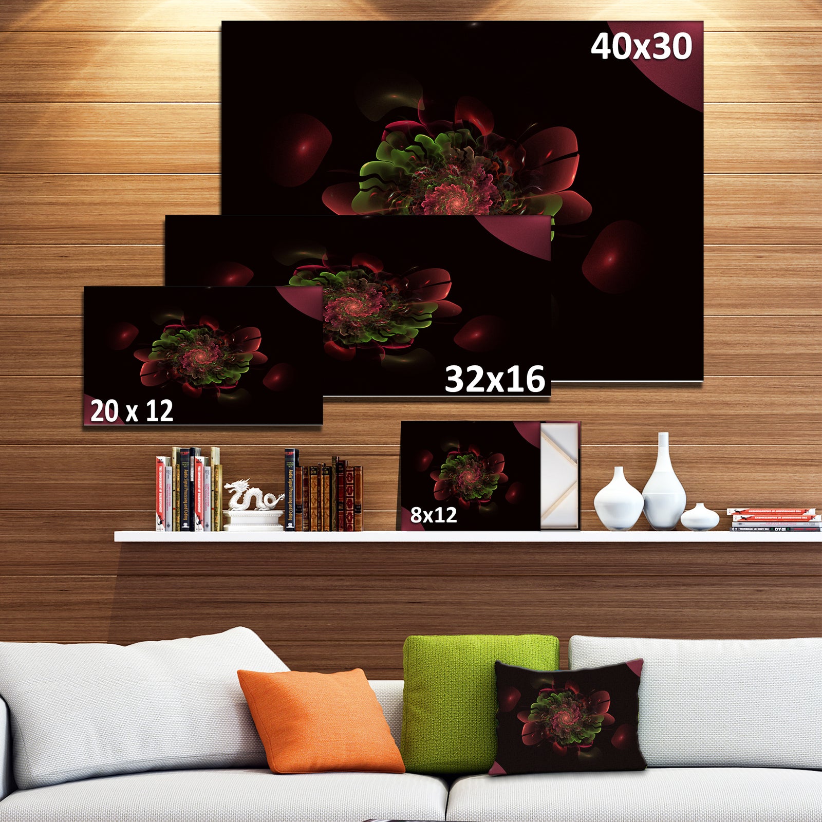 Dark Purple Rounded Fractal Flower - Large Floral Canvas Art Print