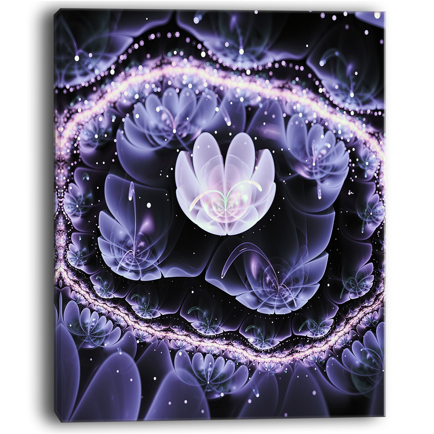 Shiny Fractal Flower with Bokeh Effect - Large Floral Canvas Art Print