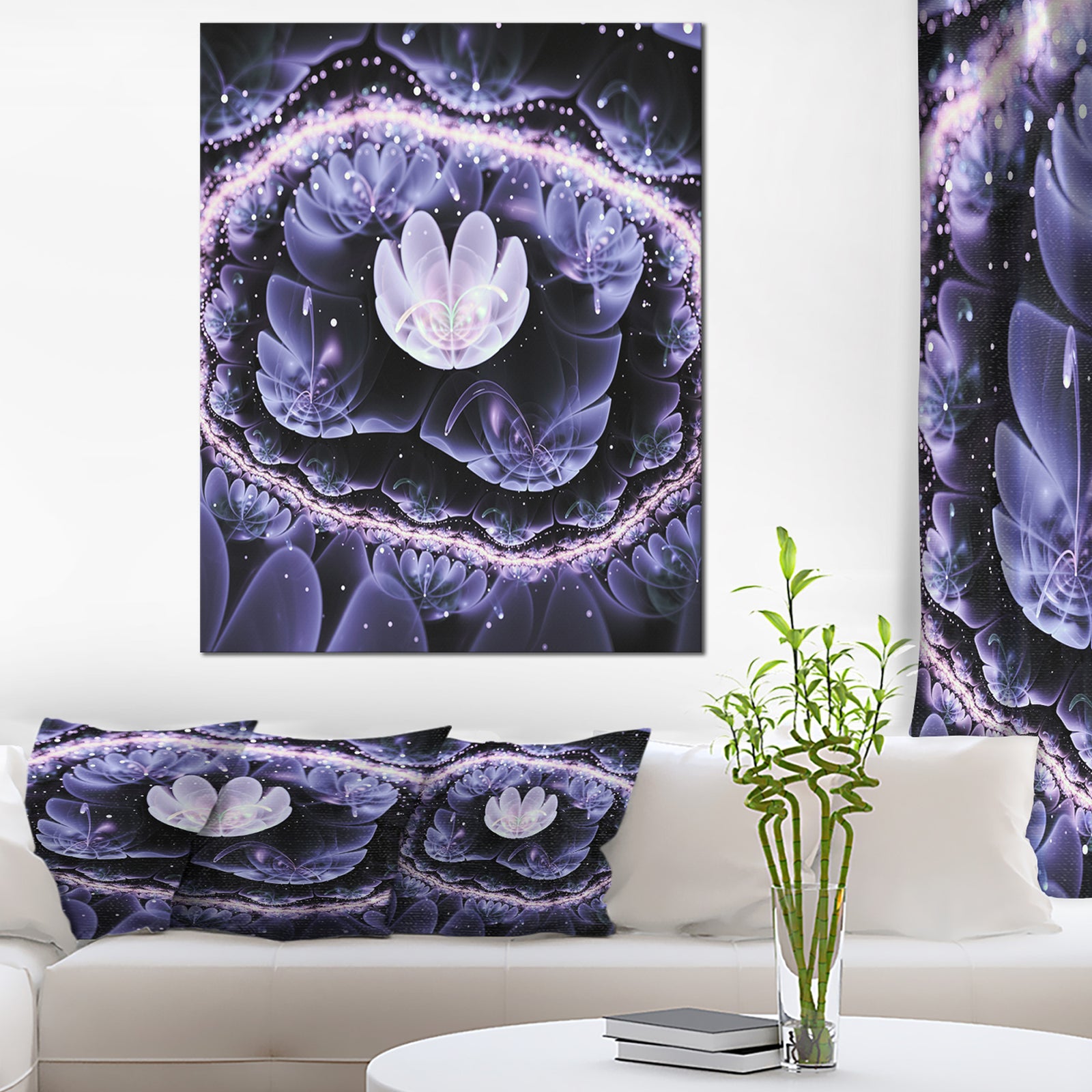 Shiny Fractal Flower with Bokeh Effect - Large Floral Canvas Art Print