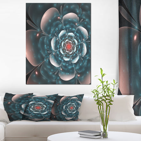 Full Bloom Blue Fractal Flower - Large Floral Canvas Art Print