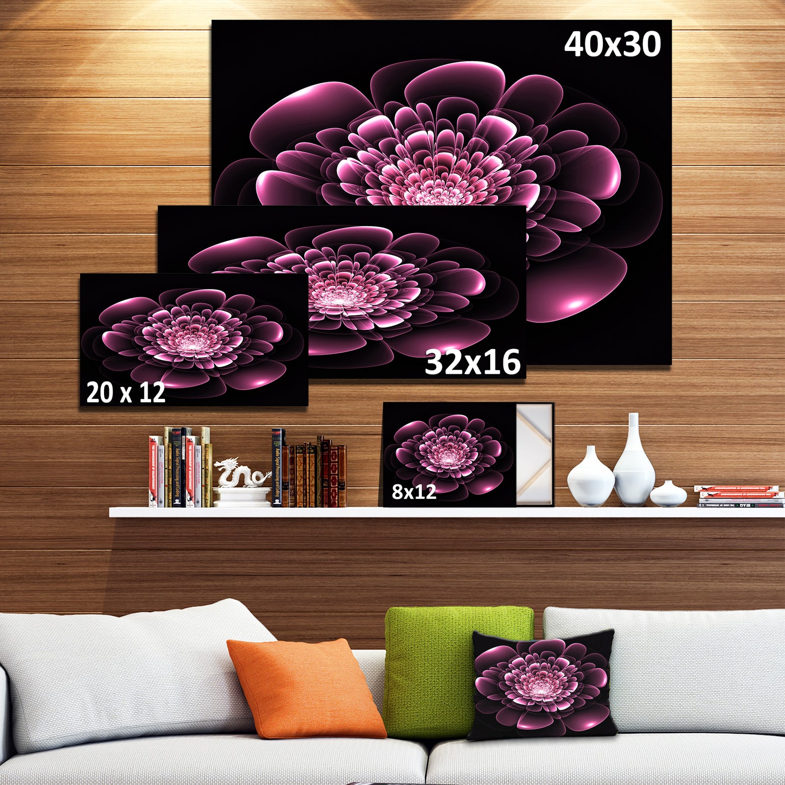 Purple Glossy Typical Fractal Flower - Large Floral Canvas Art Print