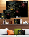 Yellow Small Fractal Flower in Black - Modern Floral Canvas Wall Art