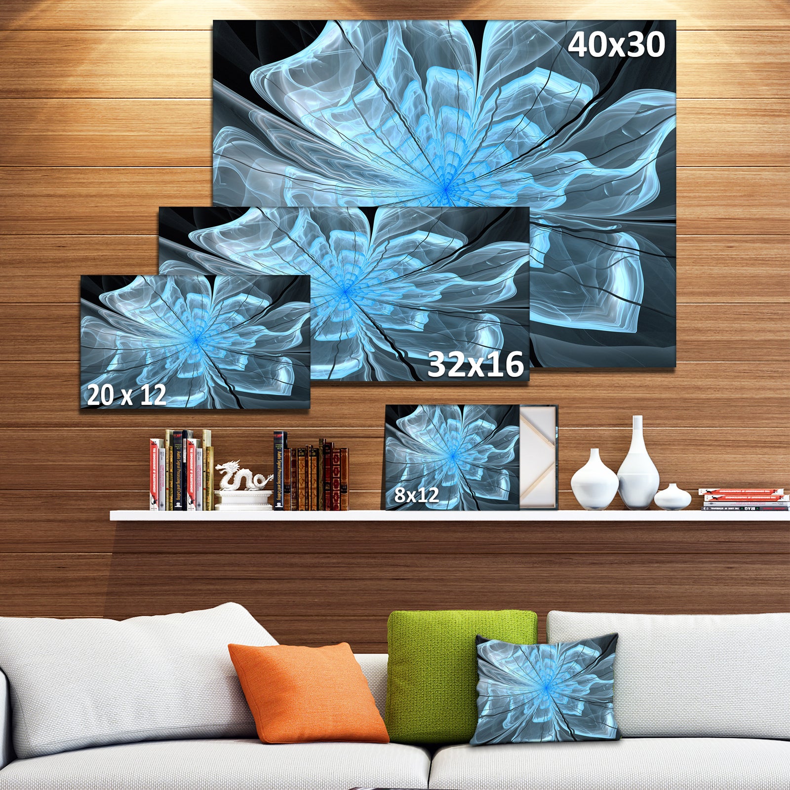 Light Blue Flower with Large Petals - Modern Floral Canvas Wall Art