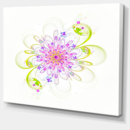 Purple Green Glowing Fractal Flower - Floral Canvas Artwork Print