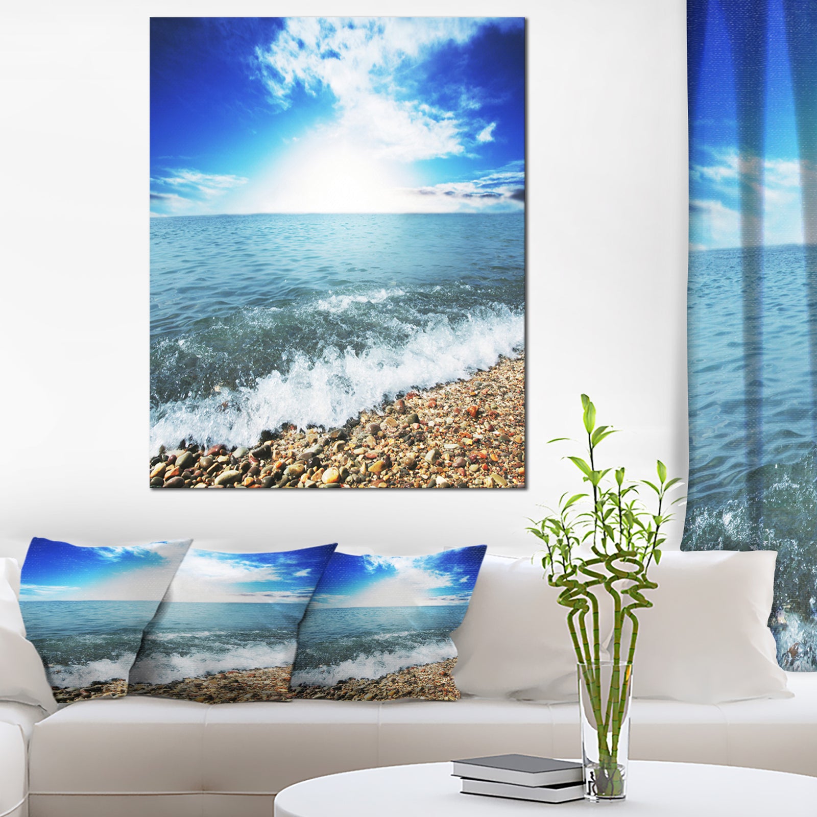 Crystal Clear Blue Sea Waves - Seashore Canvas Wall Artwork