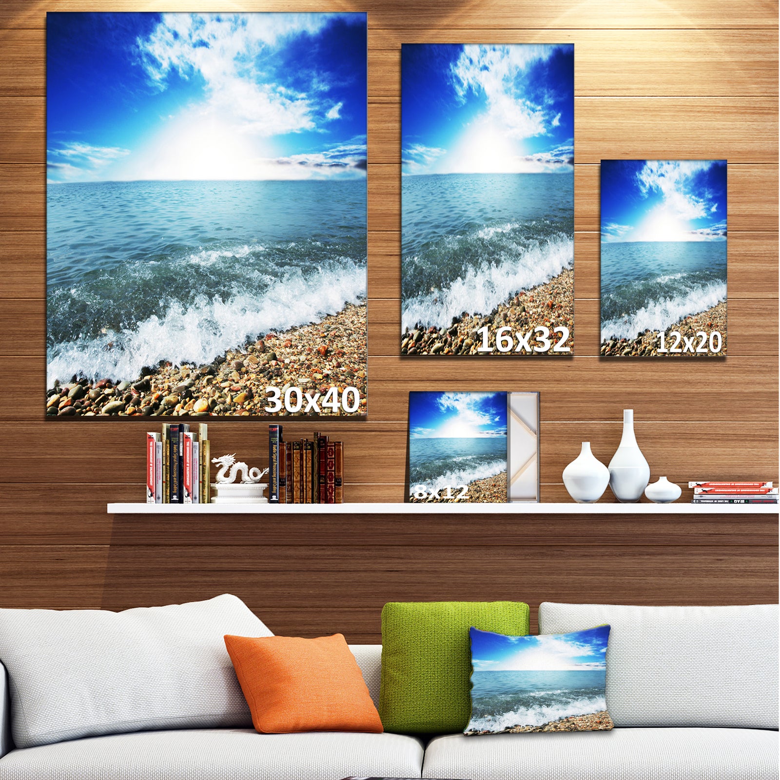 Crystal Clear Blue Sea Waves - Seashore Canvas Wall Artwork