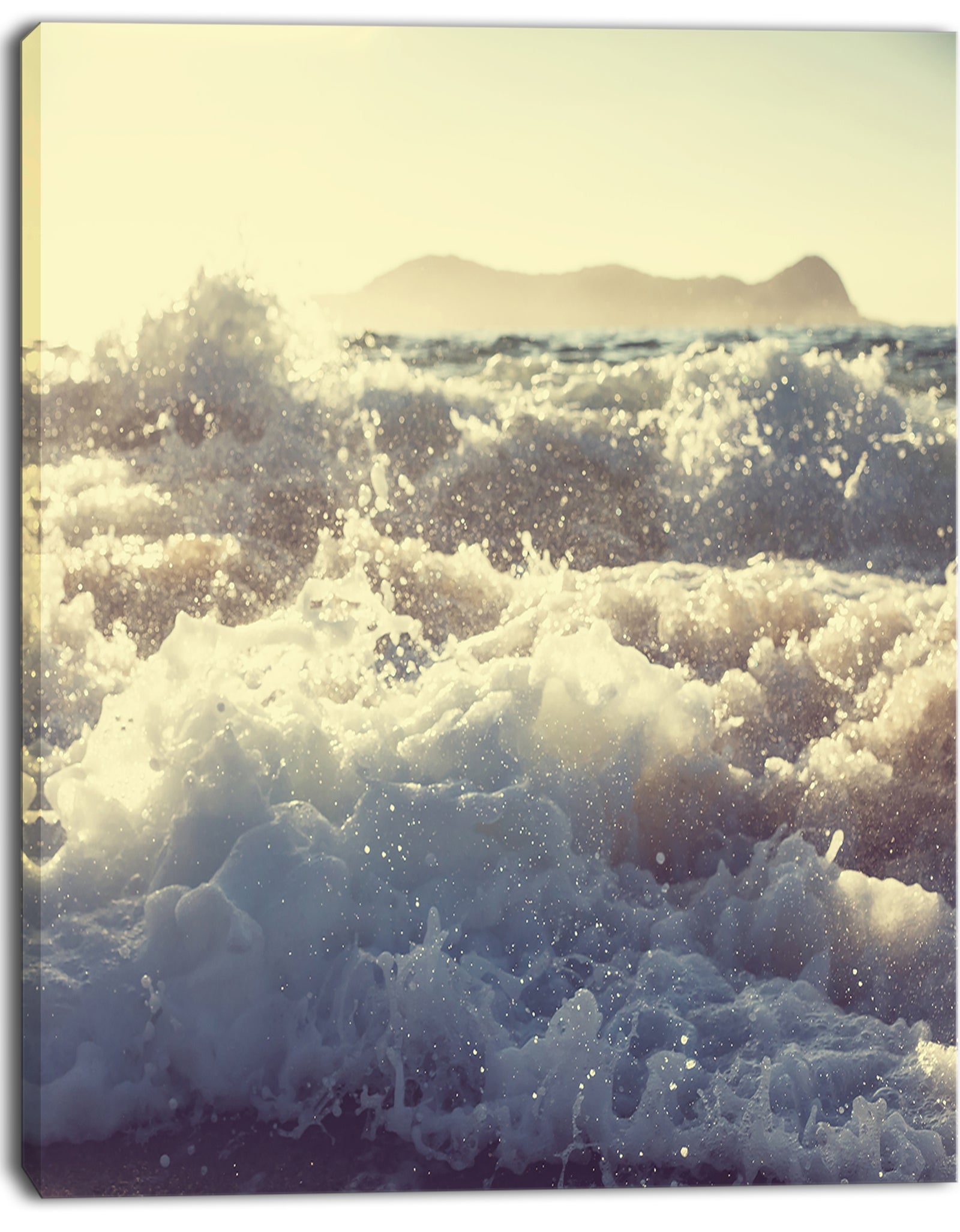 Roaring White Waves on Beach - Seashore Canvas Wall Artwork