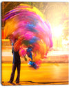 Man with Balloons in Night - Abstract Art Canvas