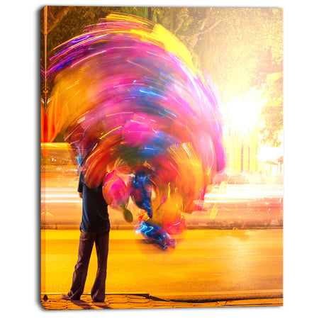 Man with Balloons in Night - Abstract Art Canvas