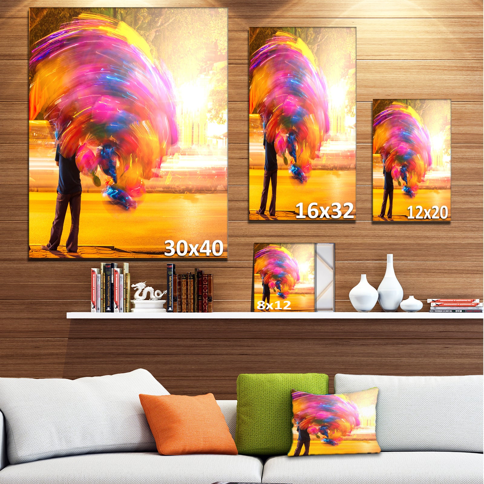 Man with Balloons in Night - Abstract Art Canvas