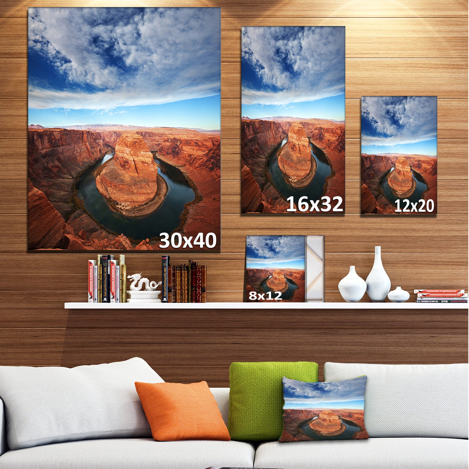 Horse Shoe Bend under Midday Sun - Oversized Landscape Canvas Art
