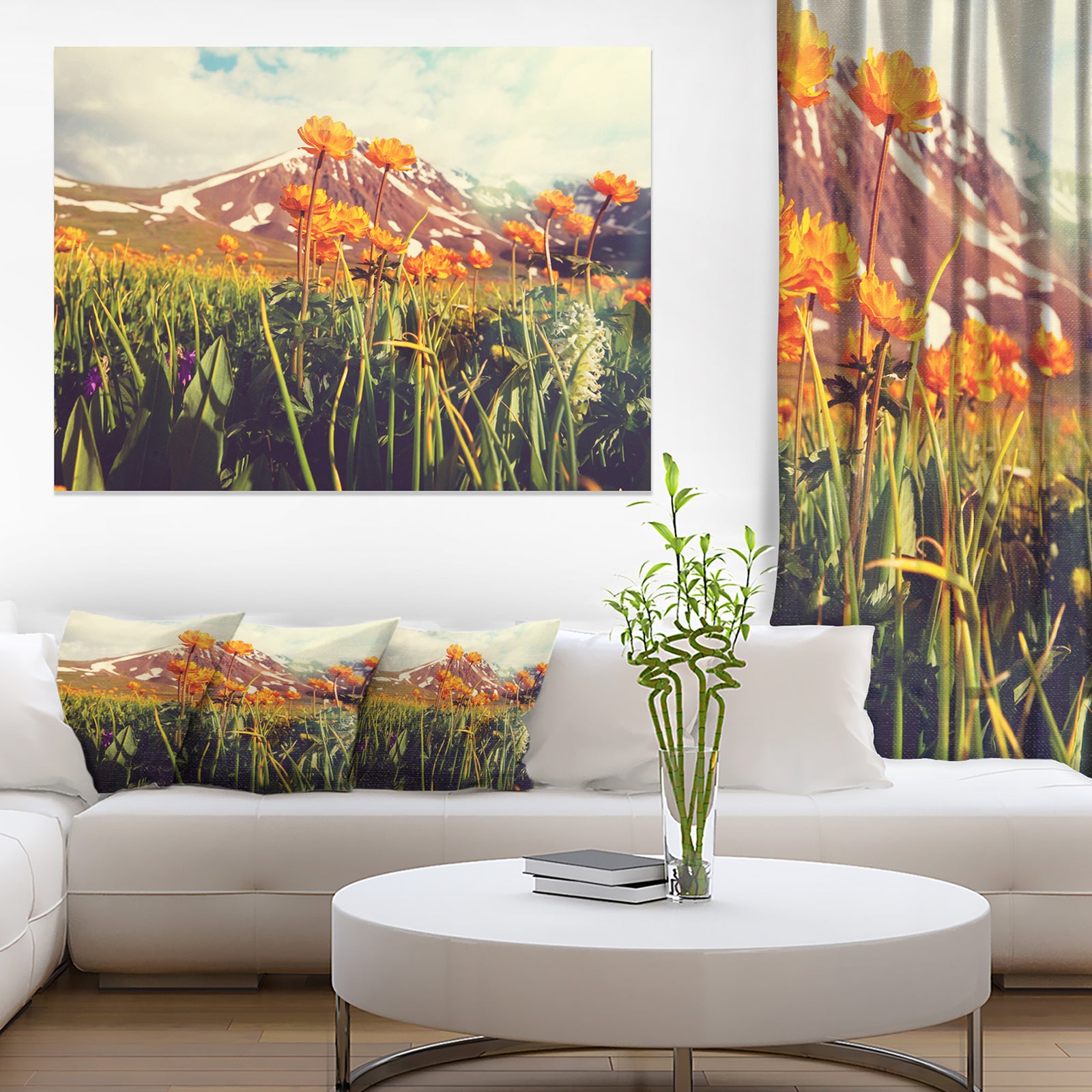 Fantastic Yellow Flowers in Meadow - Large Flower Canvas Wall Art